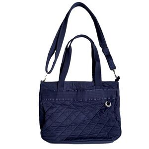 TRAVELON Anti-Theft RFID-Blocking Quilted Shoulder Tote Bag, Navy Blue